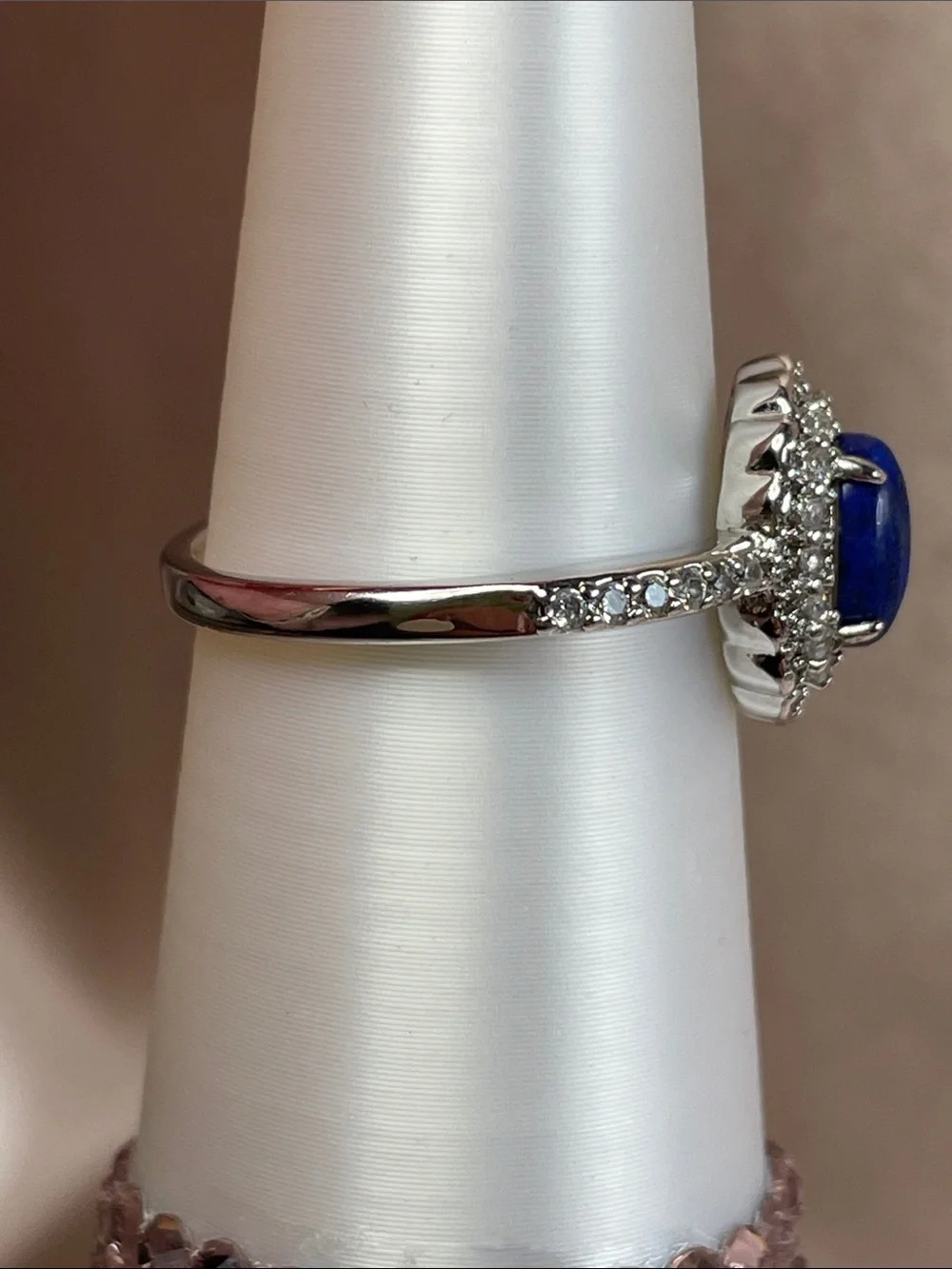 Bomb Party Genuine Lapis on Rhodium Size 10